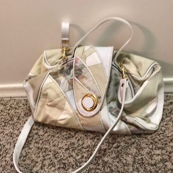 Vintage Handbags - Vintage leather patchwork quilted purse